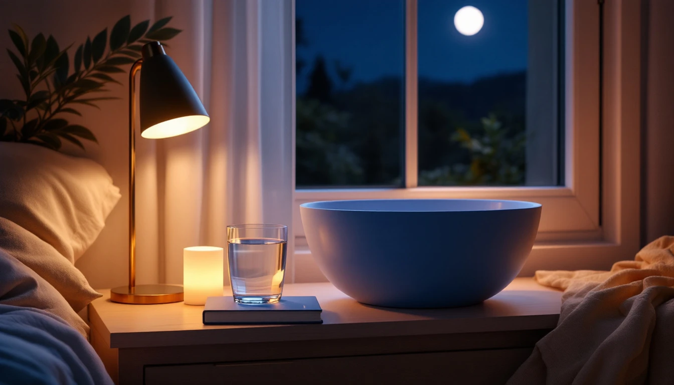 A calm nightstand at twilight